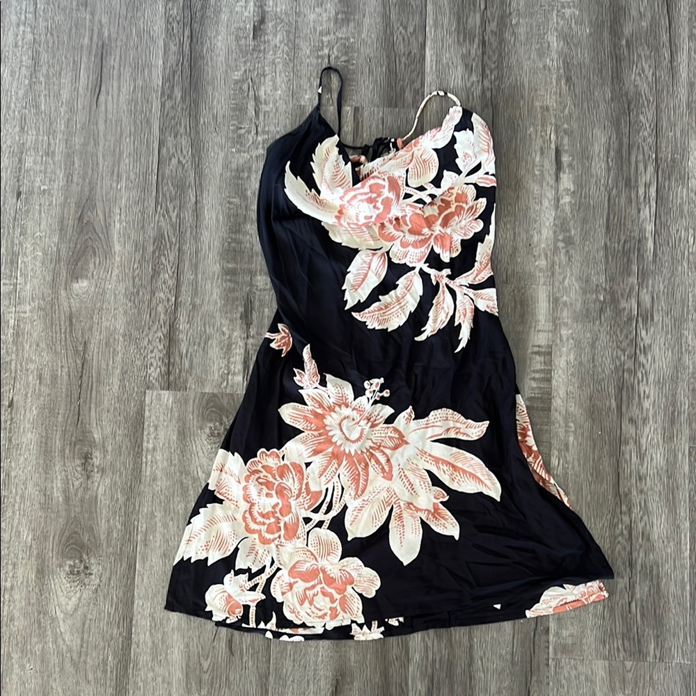 Anthropologie Black and Pink Floral Dress